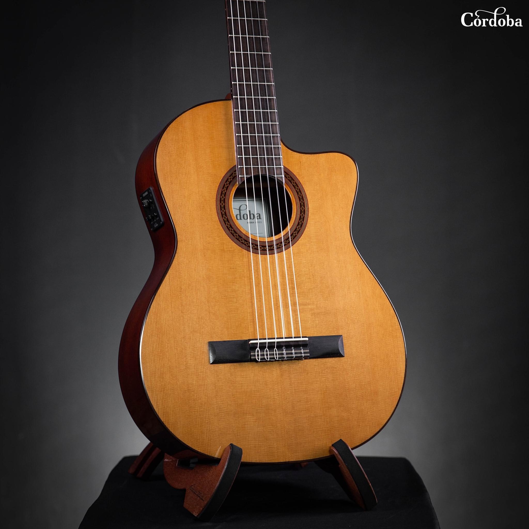 Cordoba C5CE CD 10 Góc chụp toàn cảnh thùng đàn guitar Cordoba C5CE CD gỗ tuyết tùng đỏ nguyên tấm