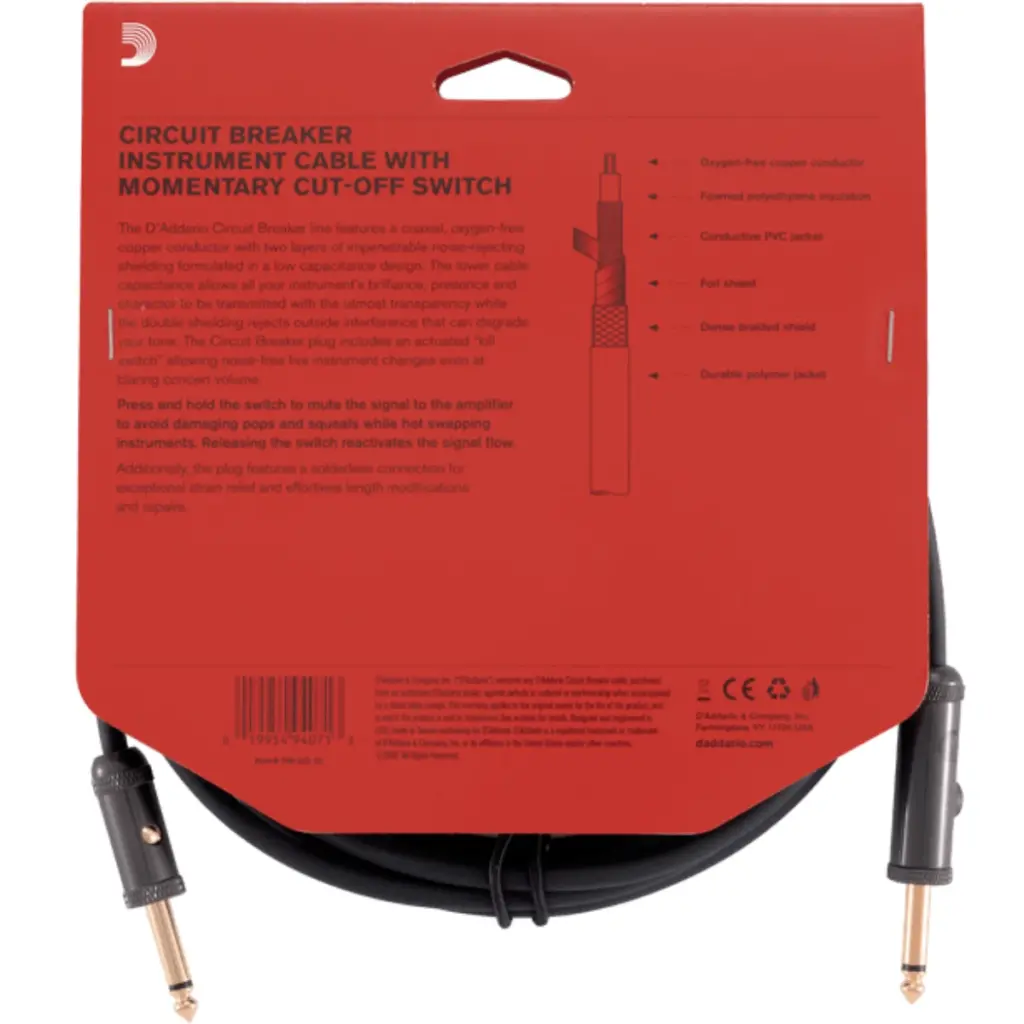 Dây cáp tín hiệu D’Addario PW-AG-10, dài 3 mét,