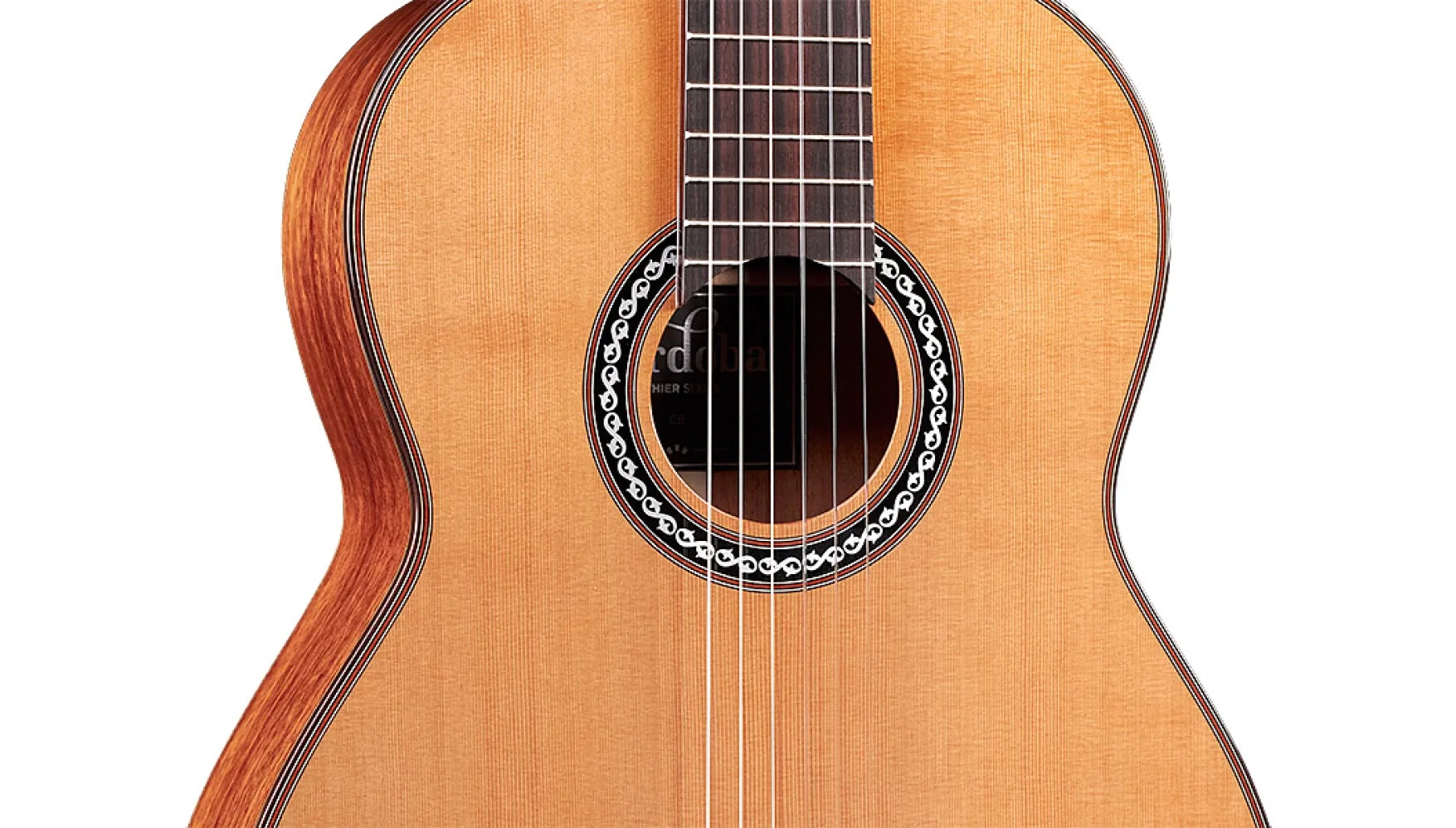 Cordoba C9 CD 17 Cận cảnh chi tiết mặt trước đàn guitar classic Cordoba C9 CD sang trọng