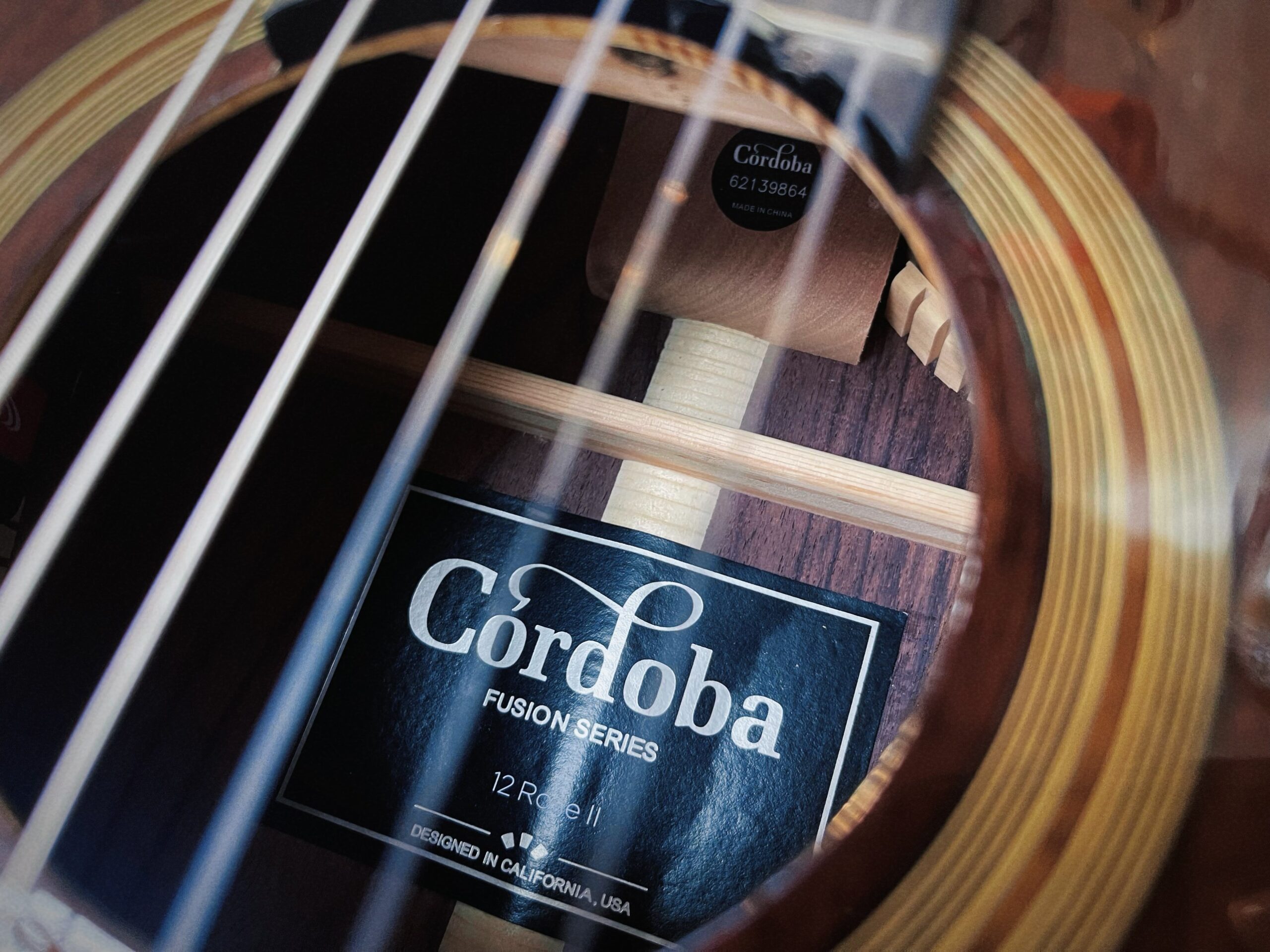Cordoba Fusion 12 Rose II 14 Cận cảnh cần đàn và mặt phím của Cordoba Fusion 12 Rose II tích hợp hệ thống điện tử Fishman Presys Blend