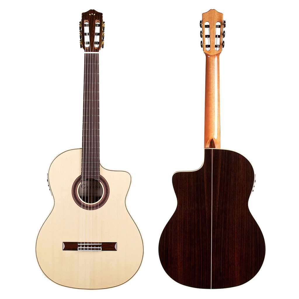 Cordoba GK Studio Negra Lefty 11 Góc chụp toàn thân đàn guitar Cordoba GK Studio Negra Lefty với lưng hông gỗ hồng sắc Ấn Độ