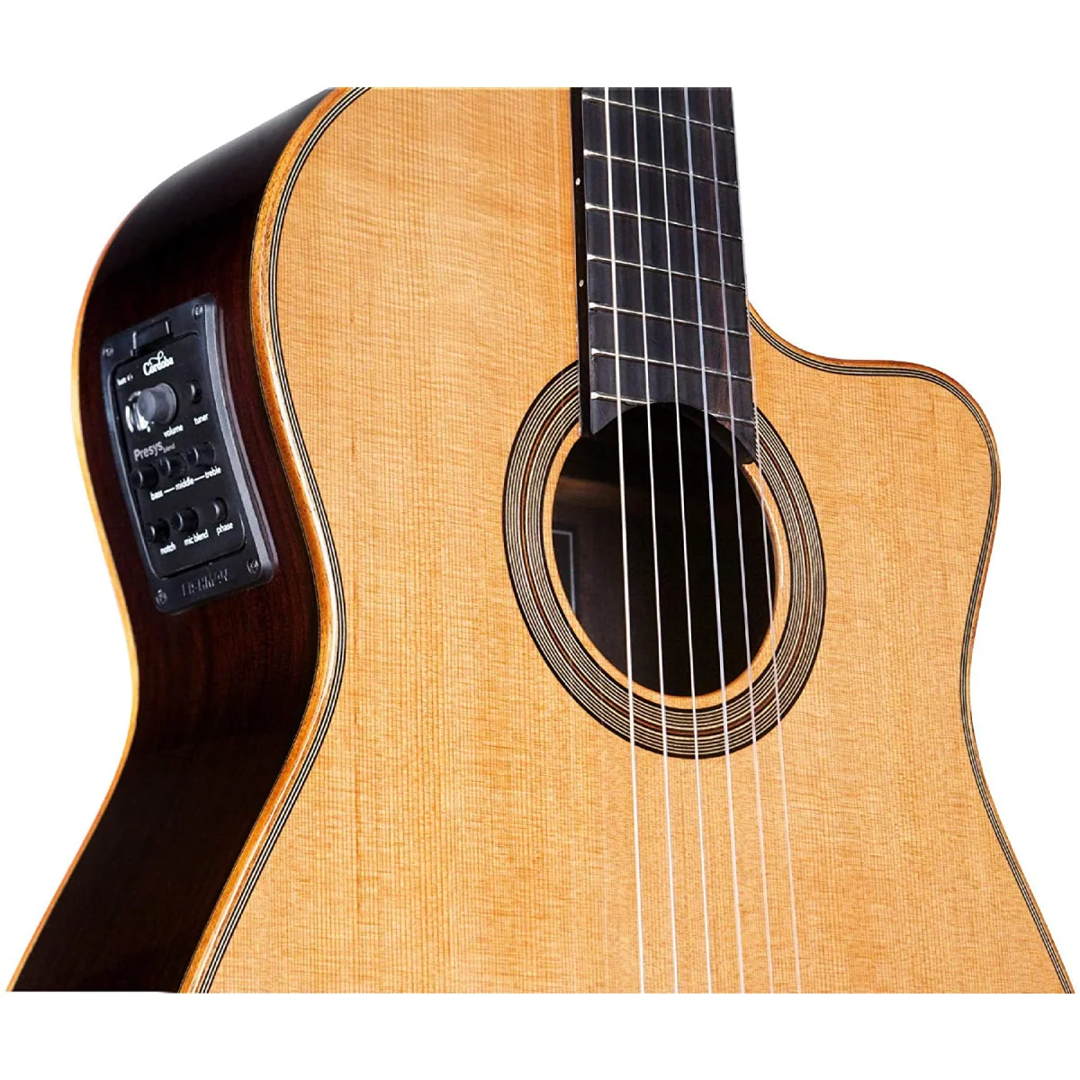 Cordoba Fusion Orchestra CE Natural 14 Hệ thống pickup Fishman Presys Blend tích hợp trên đàn Cordoba Fusion Orchestra CE Natural cho âm thanh chân thực