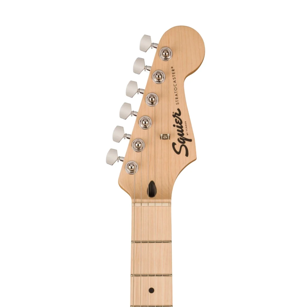 Đàn guitar điện Squier Sonic Stratocaster HSS Tahitian Coral 27 Guitar điện Squier Sonic Stratocaster HSS Maple màu Tahitian Coral mặt trước cần đàn