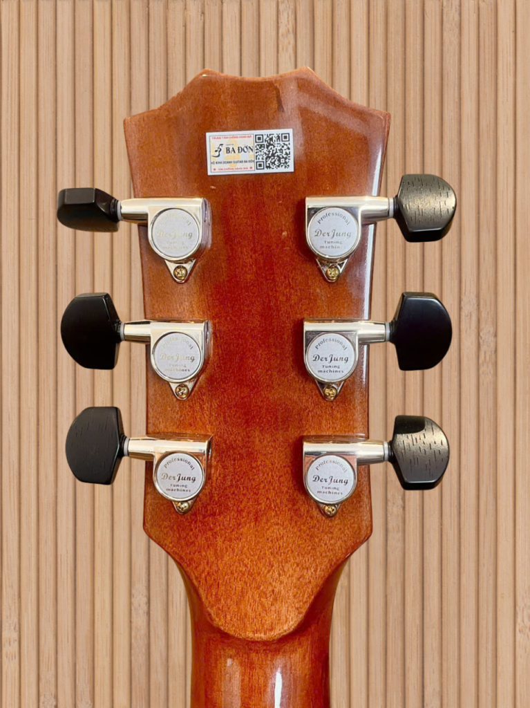 Guitar Acoustic Ba Đờn T600 cận cảnh mặt sau cần đàn