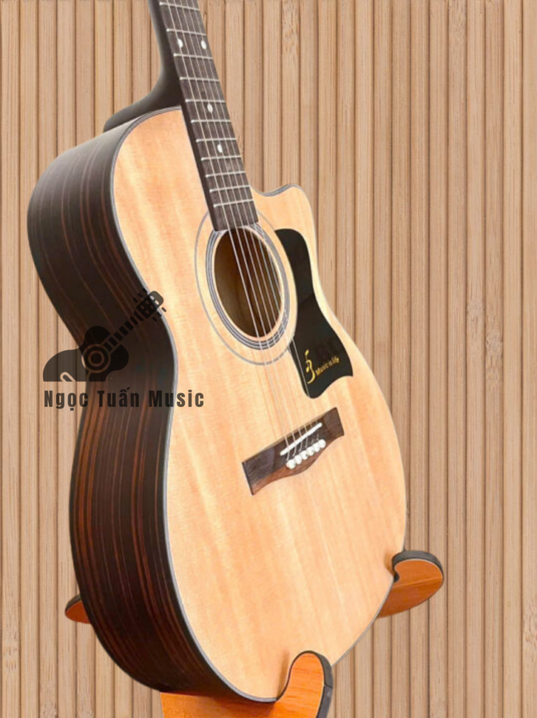 Đàn guitar acoustic Ba Đờn T70 với thiết kế thùng đàn cổ điển