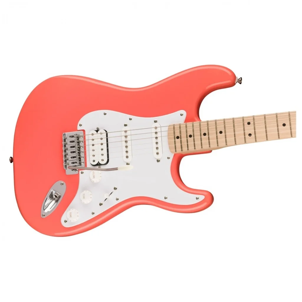 Đàn guitar điện Squier Sonic Stratocaster HSS Tahitian Coral 22 Đàn guitar điện Squier Sonic Stratocaster HSS Tahitian Coral mặt trước