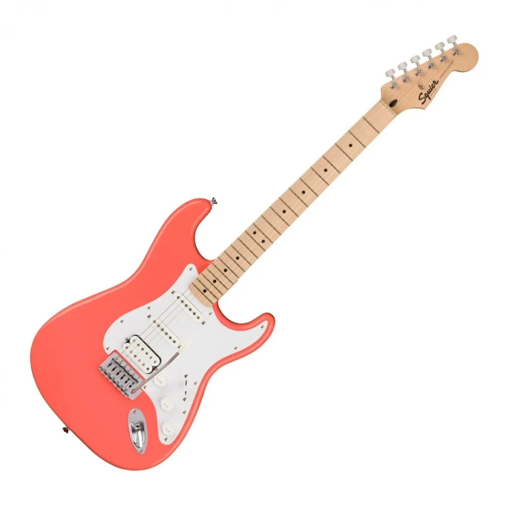 Đàn guitar điện Squier Sonic Stratocaster HSS Tahitian Coral 21 Squier Sonic Stratocaster HSS màu hồng san hô Tahitian Coral